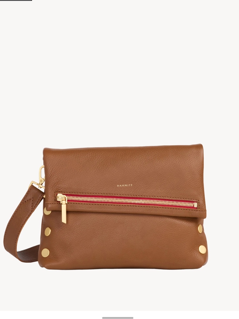 Hammitt VIP Large Mahogany Pebble Brown Leather Foldover Crossbody Bag